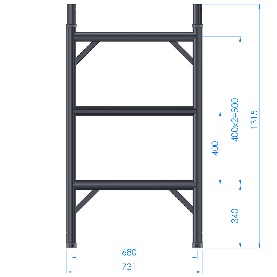 NF3-400 Narrow Frame – 3 Rungs (1.2m High)