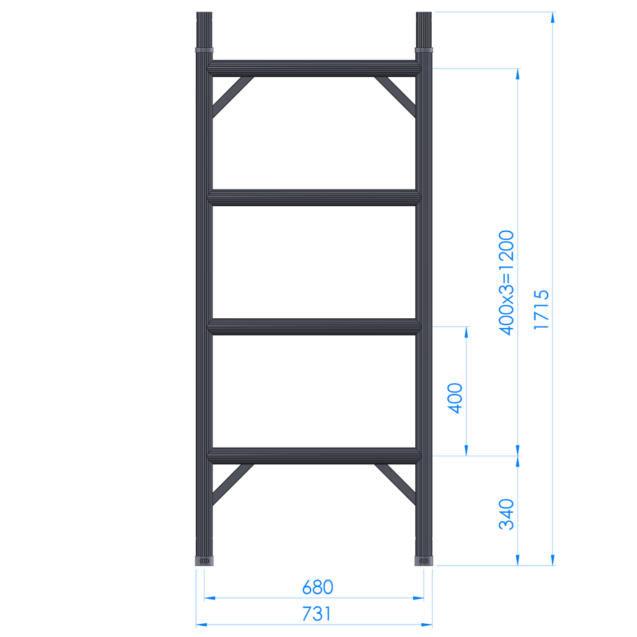 NF4-400 Narrow Frame – 4 Rungs (1.6m High)