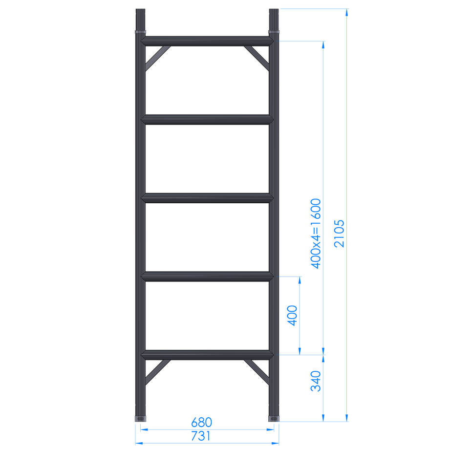 NF5-400 Narrow Frame – 5 Rungs (2.0m High)