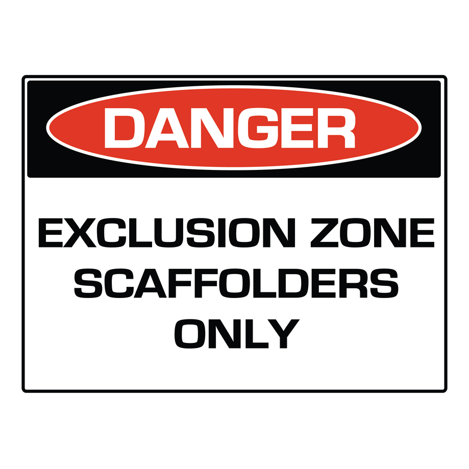DANGER! Exclusion Zone - 600mm x 450mm x 5mm corflute sign (4 eyelets)