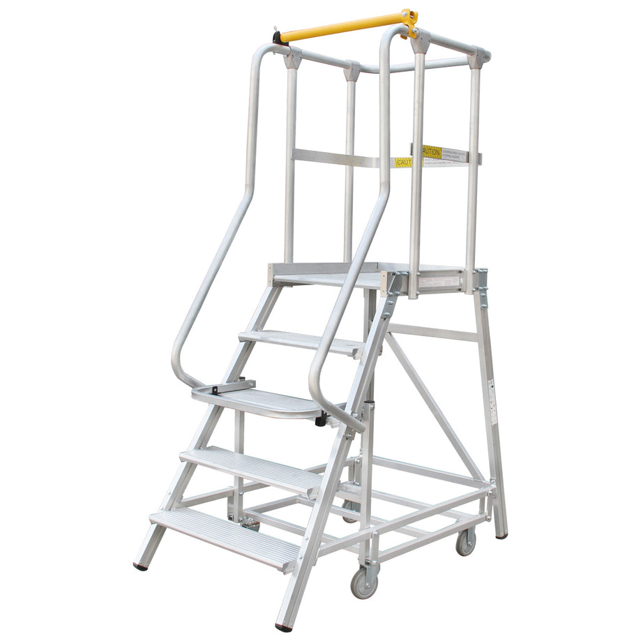 5-Step Aluminium Mobile Platform Ladder - Versatile & Safe for Elevated Work