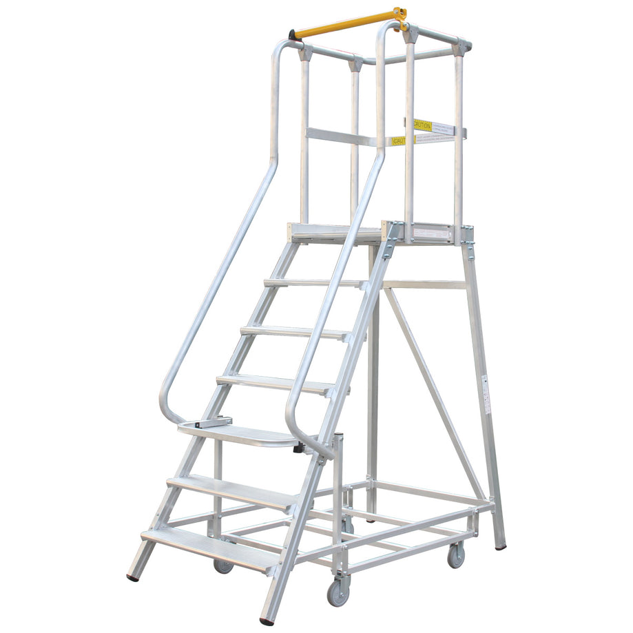 7-Step Aluminium Mobile Platform Ladder - Maximum Reach with Unmatched Stability