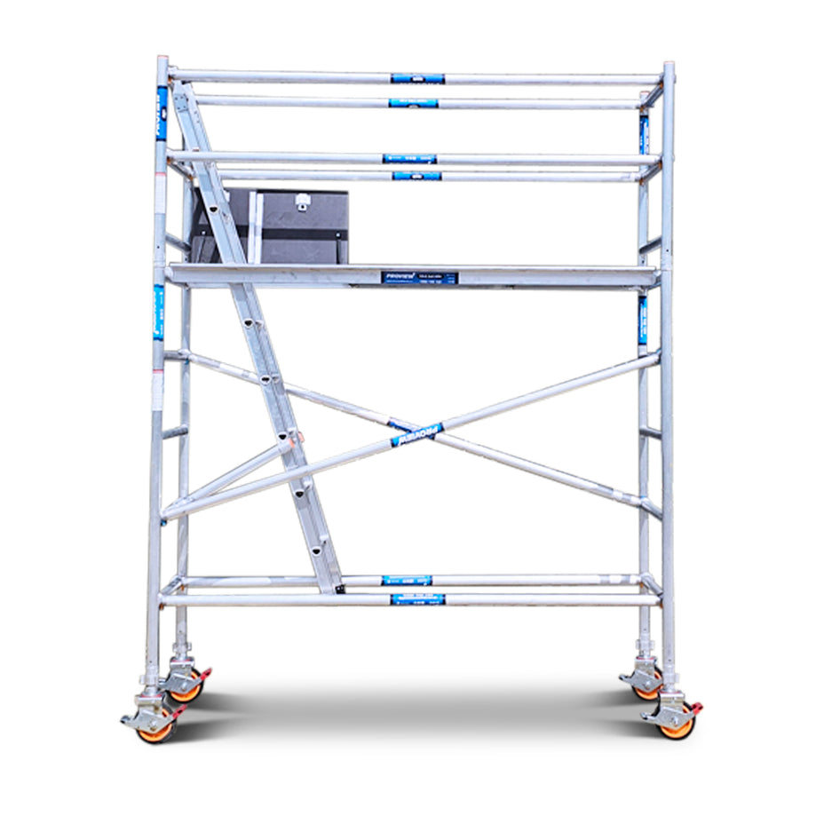 2.2m - 2.6m Narrow Aluminium Mobile Scaffold Tower (Standing Height) + Ladder - DIY Ready