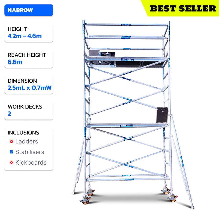 4.2m - 4.6m Narrow Aluminium Mobile Scaffold Tower
