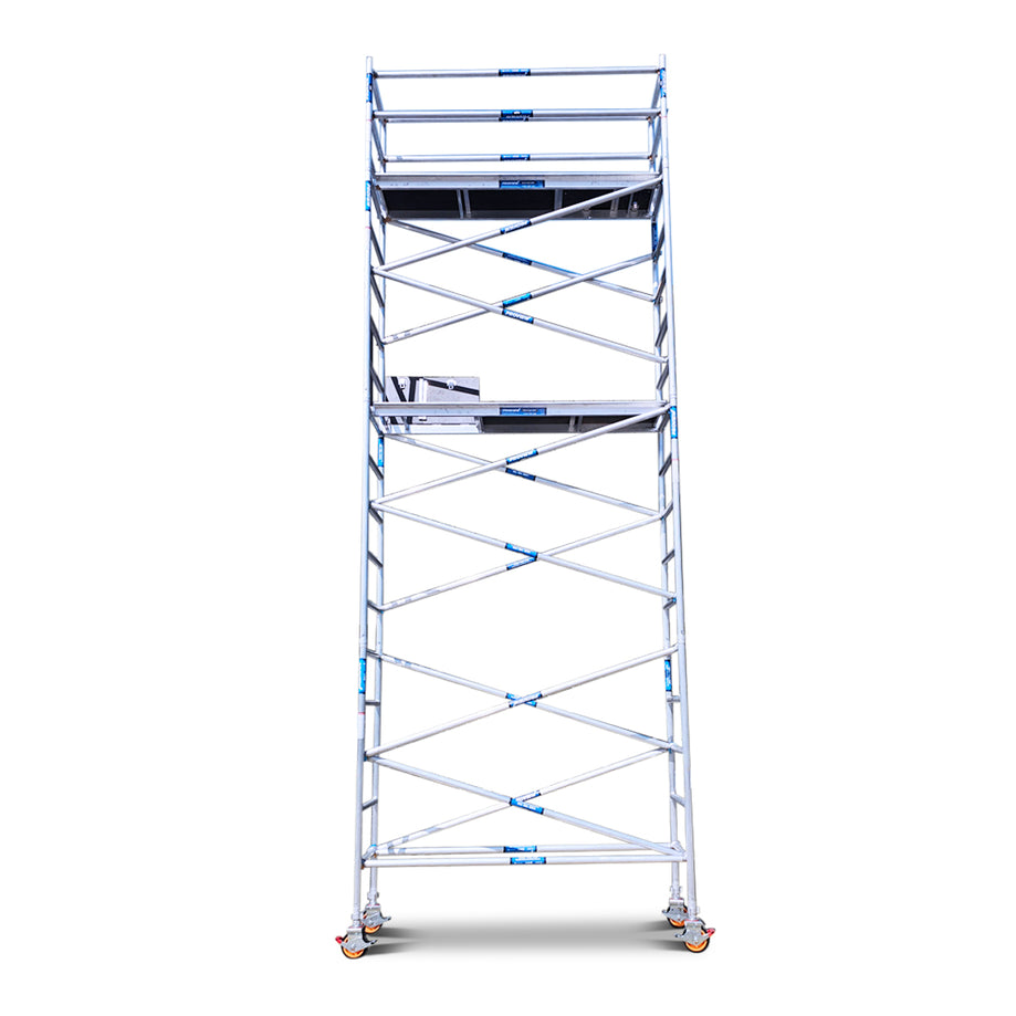 6.2m - 6.6m Narrow Aluminium Mobile Scaffold Tower (Standing Height) Double Deck