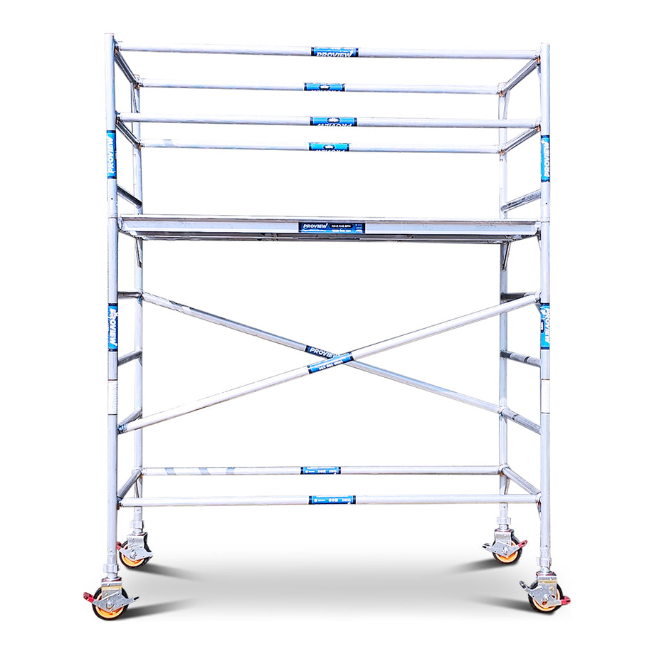 2.2m - 2.6m Wide Aluminium Mobile Scaffold Tower (Standing Height)- DIY Ready