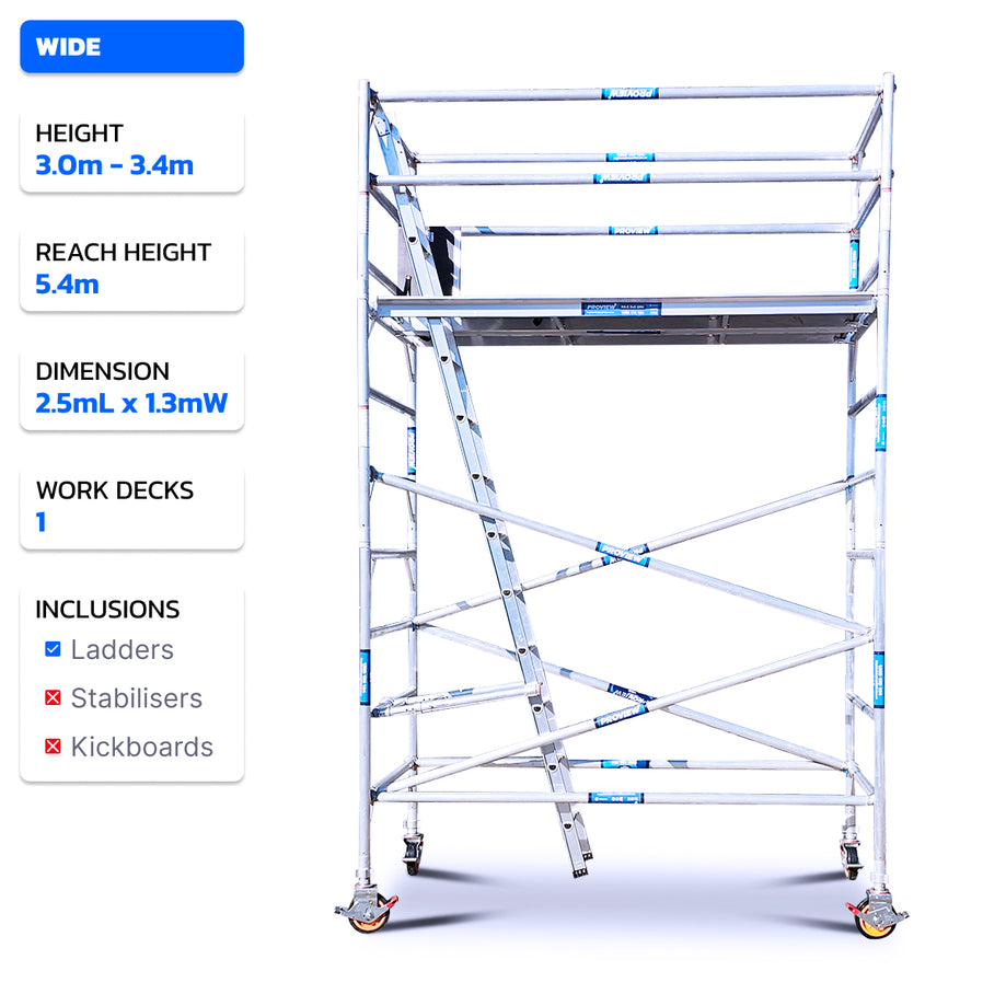 3.0m - 3.8m Wide Aluminium Mobile Scaffold Tower