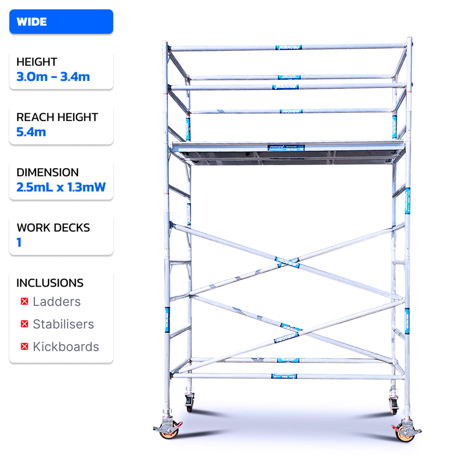 3.0m - 3.8m Wide Aluminium Mobile Scaffold Tower