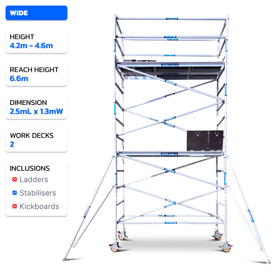 4.2m - 4.6m Wide Aluminium Mobile Scaffold Tower