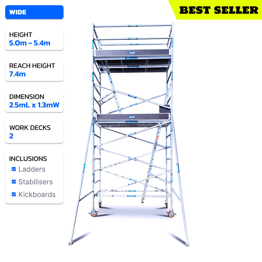 5.0m - 5.8m Wide Aluminium Mobile Scaffold Tower