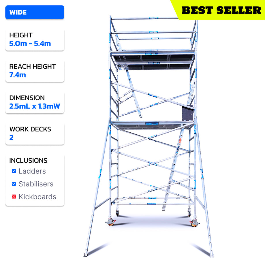 5.0m - 5.8m Wide Aluminium Mobile Scaffold Tower