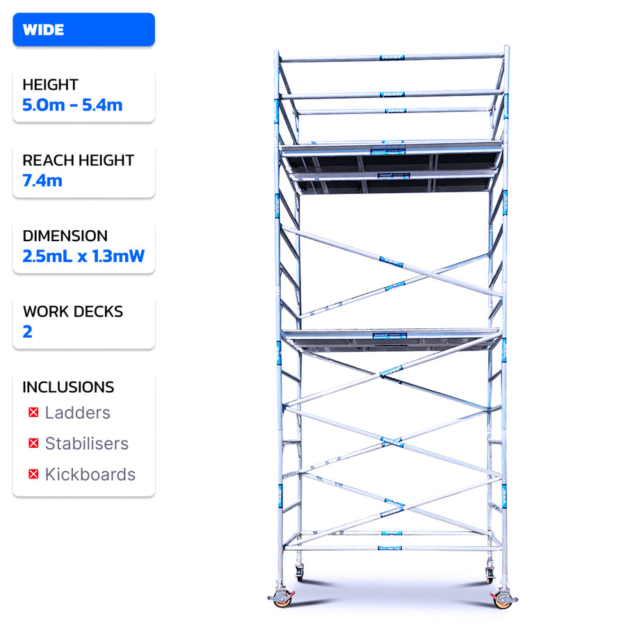 5.0m - 5.8m Wide Aluminium Mobile Scaffold Tower