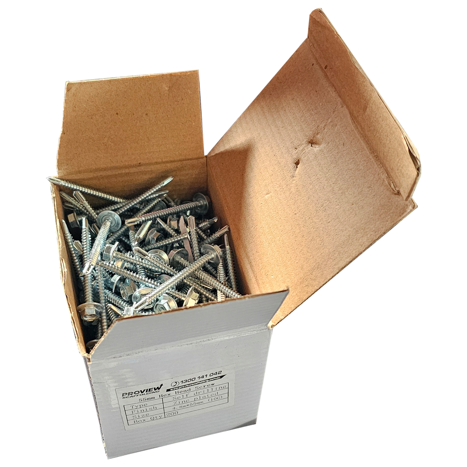 55mm Galvanised Tek Screw - Box of 200