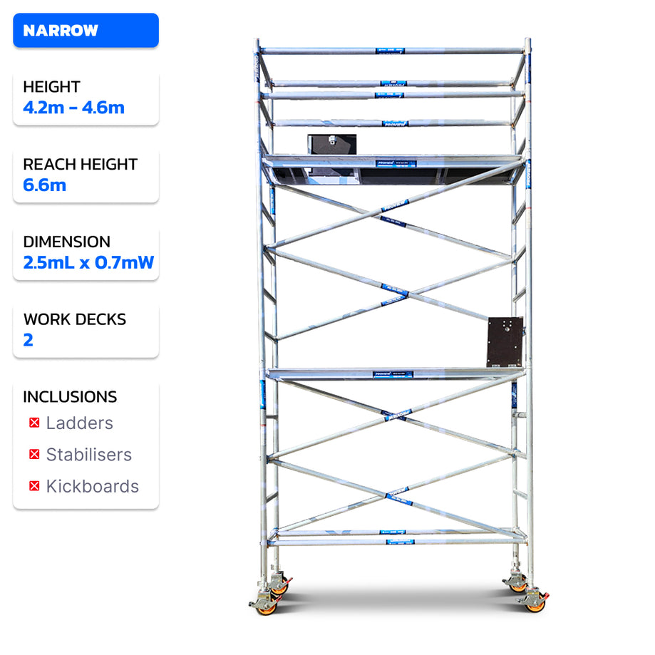 4.2m - 4.6m Narrow Aluminium Mobile Scaffold Tower