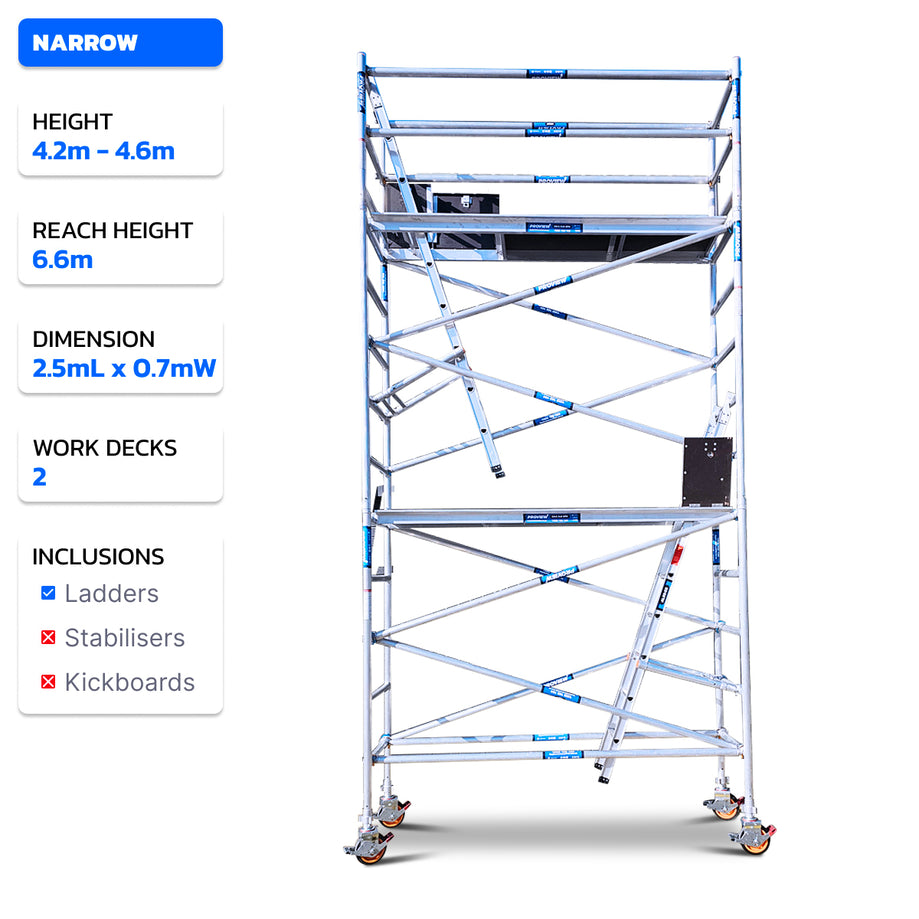 4.2m - 4.6m Narrow Aluminium Mobile Scaffold Tower