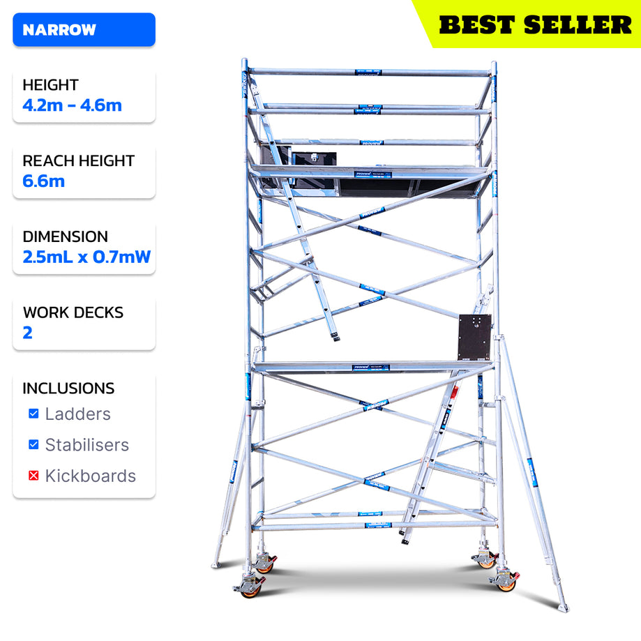 4.2m - 4.6m Narrow Aluminium Mobile Scaffold Tower