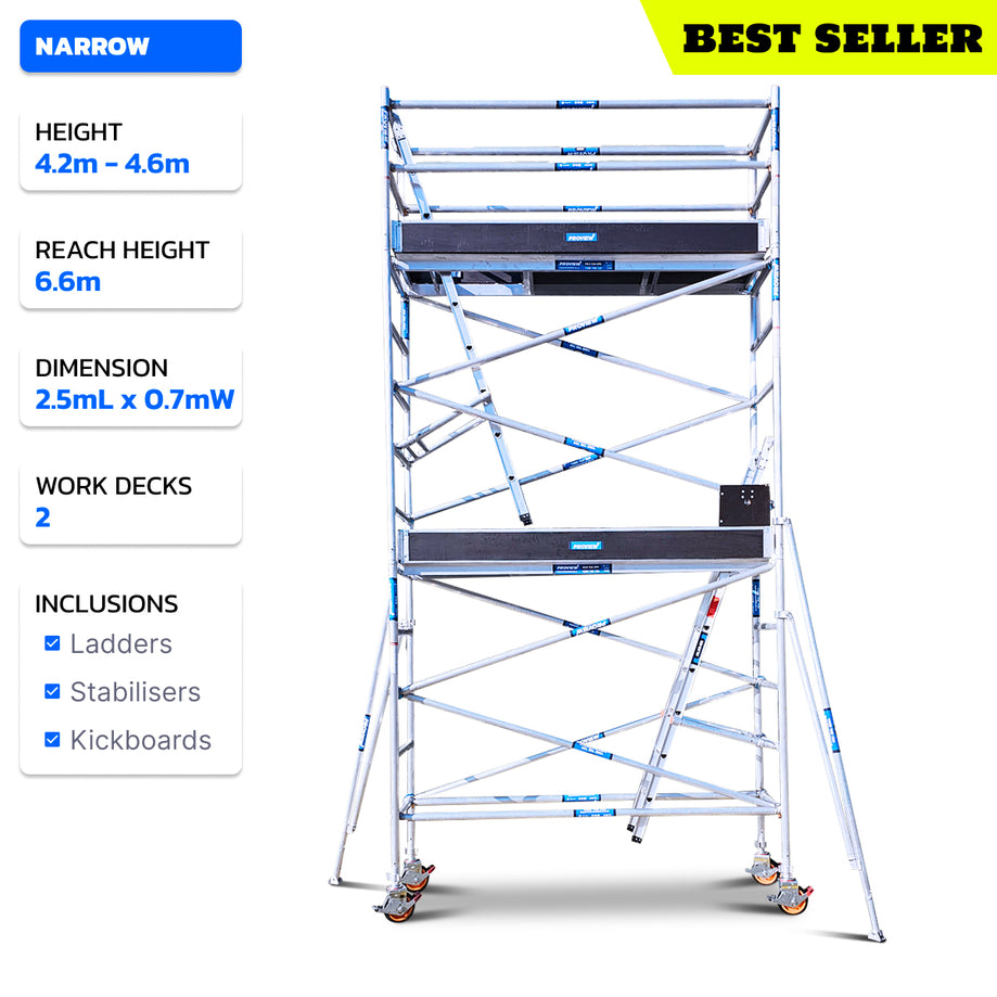 4.2m - 4.6m Narrow Aluminium Mobile Scaffold Tower