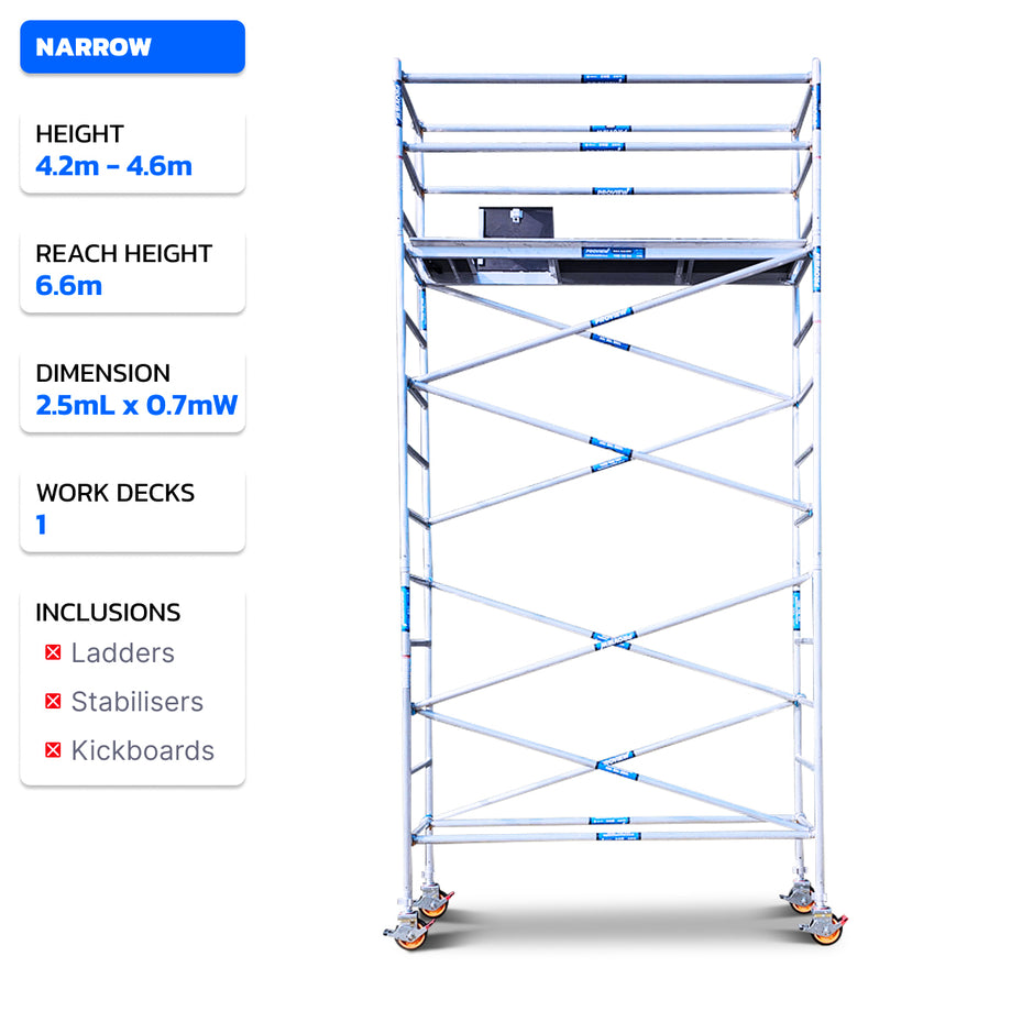 4.2m - 4.6m Narrow Aluminium Mobile Scaffold Tower