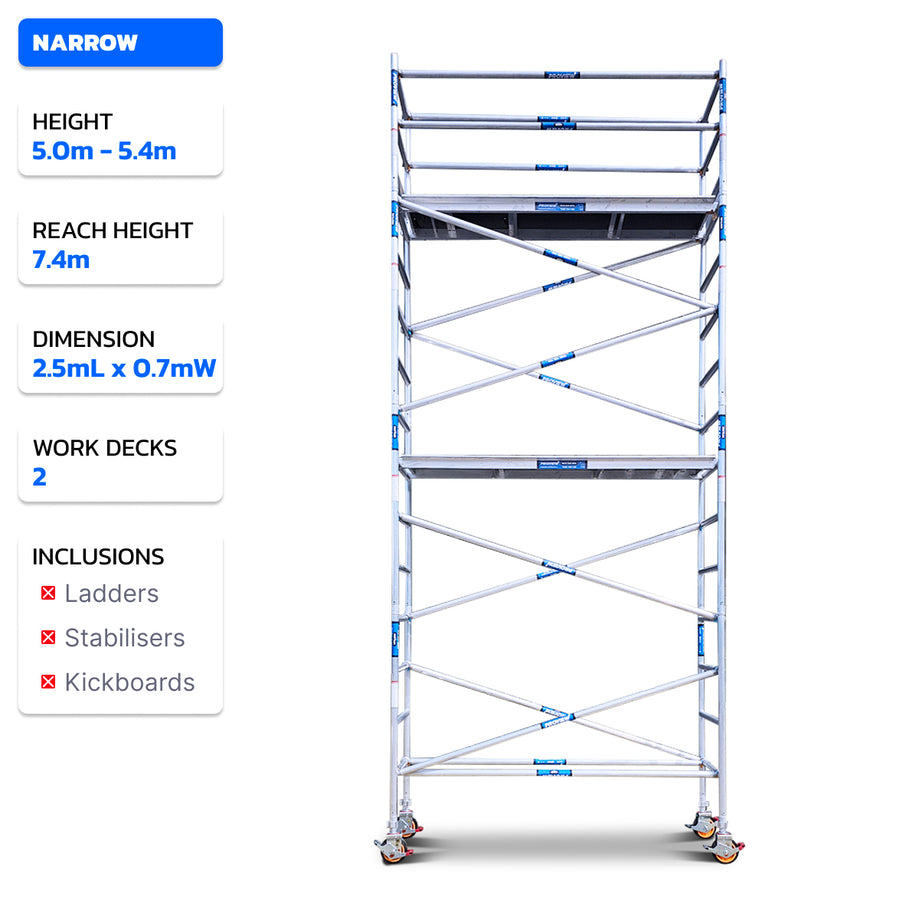 5.0m - 5.4m Narrow Aluminium Mobile Scaffold Tower