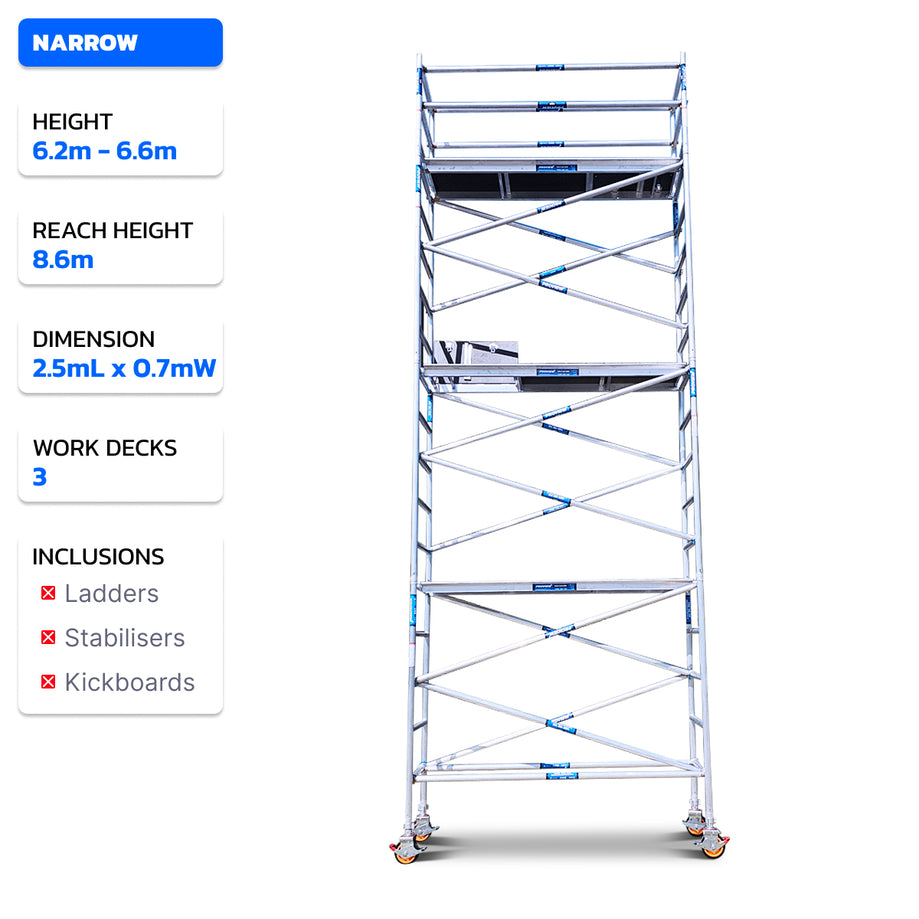 6.2m - 6.6m Narrow Aluminium Mobile Scaffold Tower