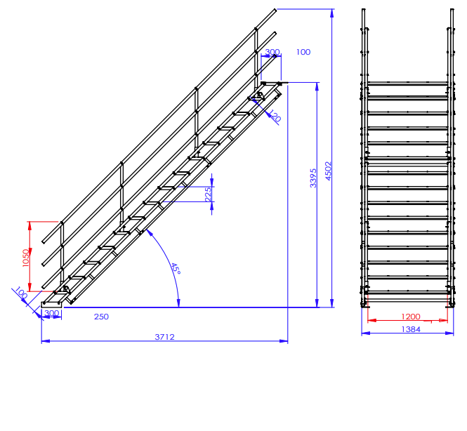 Onyx SpeedStep Adjustable Stairs - 15 Step; 2600mm - 3395mm