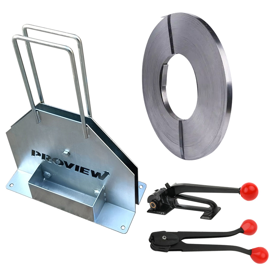 Steel Strapping Kit- Crimper, Tensioner, Steel Strapping Ribbon 19mm and Strapping Ribbon holder.