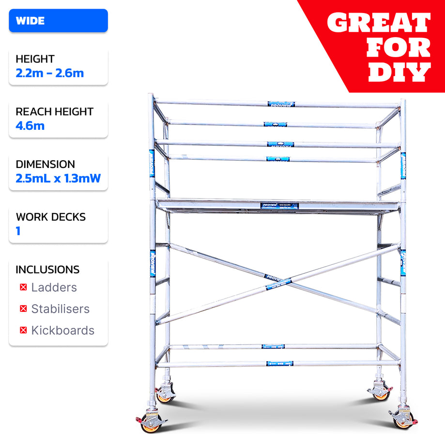 2.2m - 2.6m Wide Aluminium Mobile Scaffold Tower