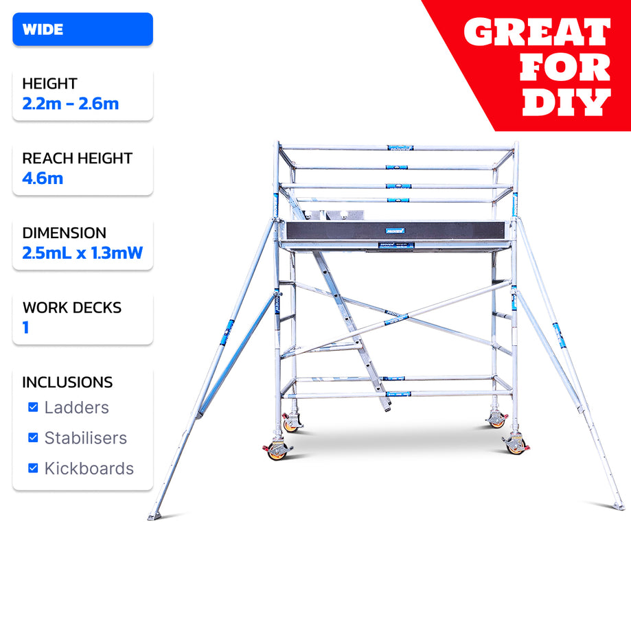 2.2m - 2.6m Wide Aluminium Mobile Scaffold Tower