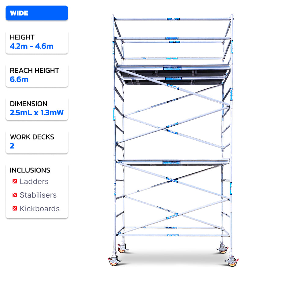 4.2m - 4.6m Wide Aluminium Mobile Scaffold Tower