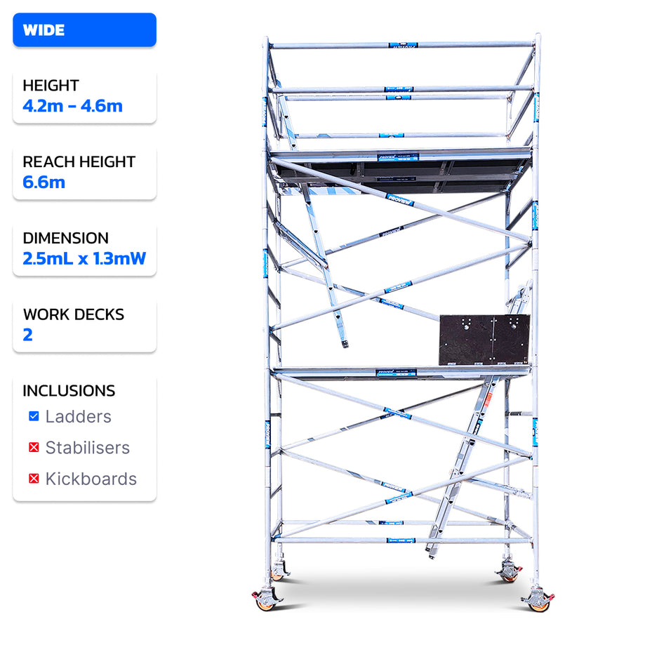 4.2m - 4.6m Wide Aluminium Mobile Scaffold Tower