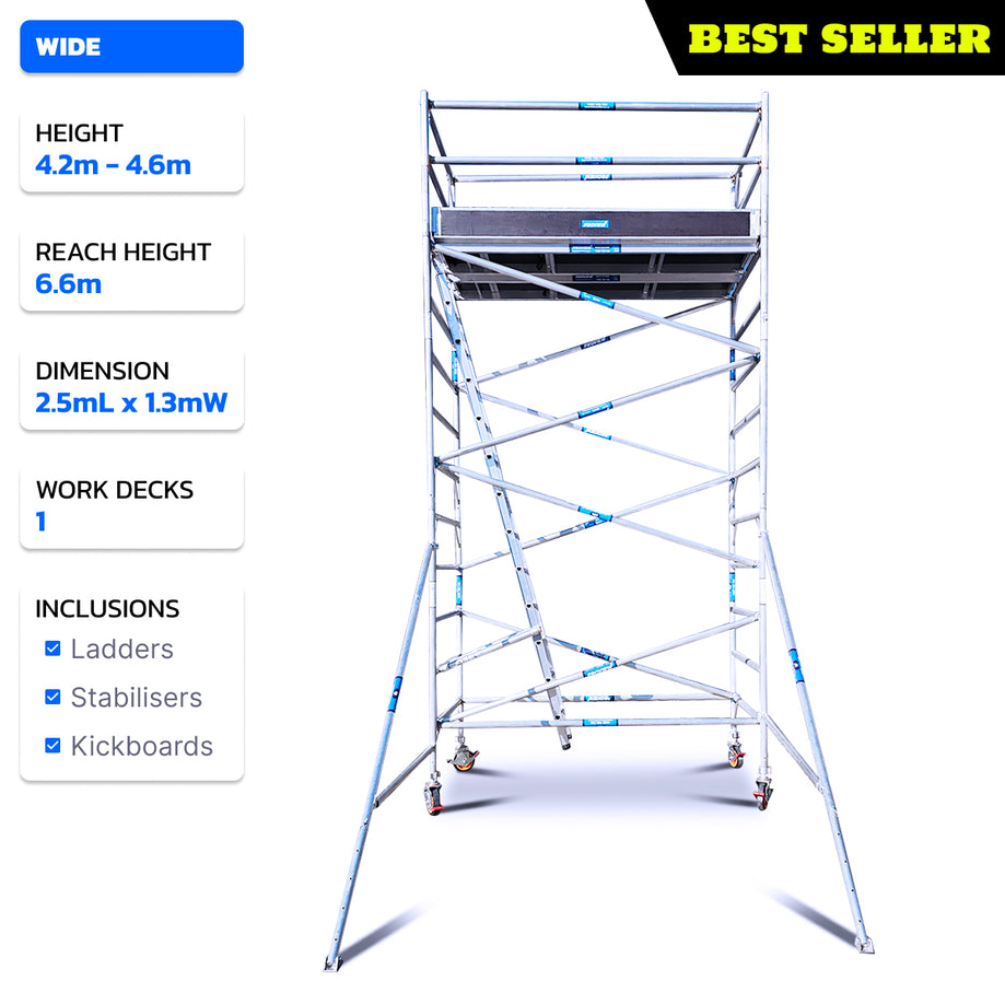 4.2m - 4.6m Wide Aluminium Mobile Scaffold Tower