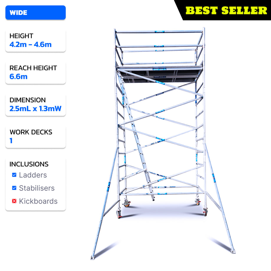 4.2m - 4.6m Wide Aluminium Mobile Scaffold Tower