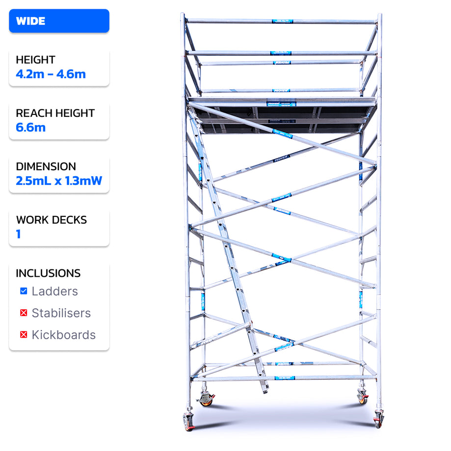 4.2m - 4.6m Wide Aluminium Mobile Scaffold Tower