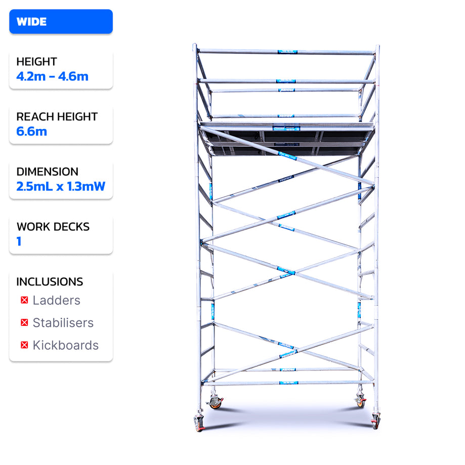 4.2m - 4.6m Wide Aluminium Mobile Scaffold Tower